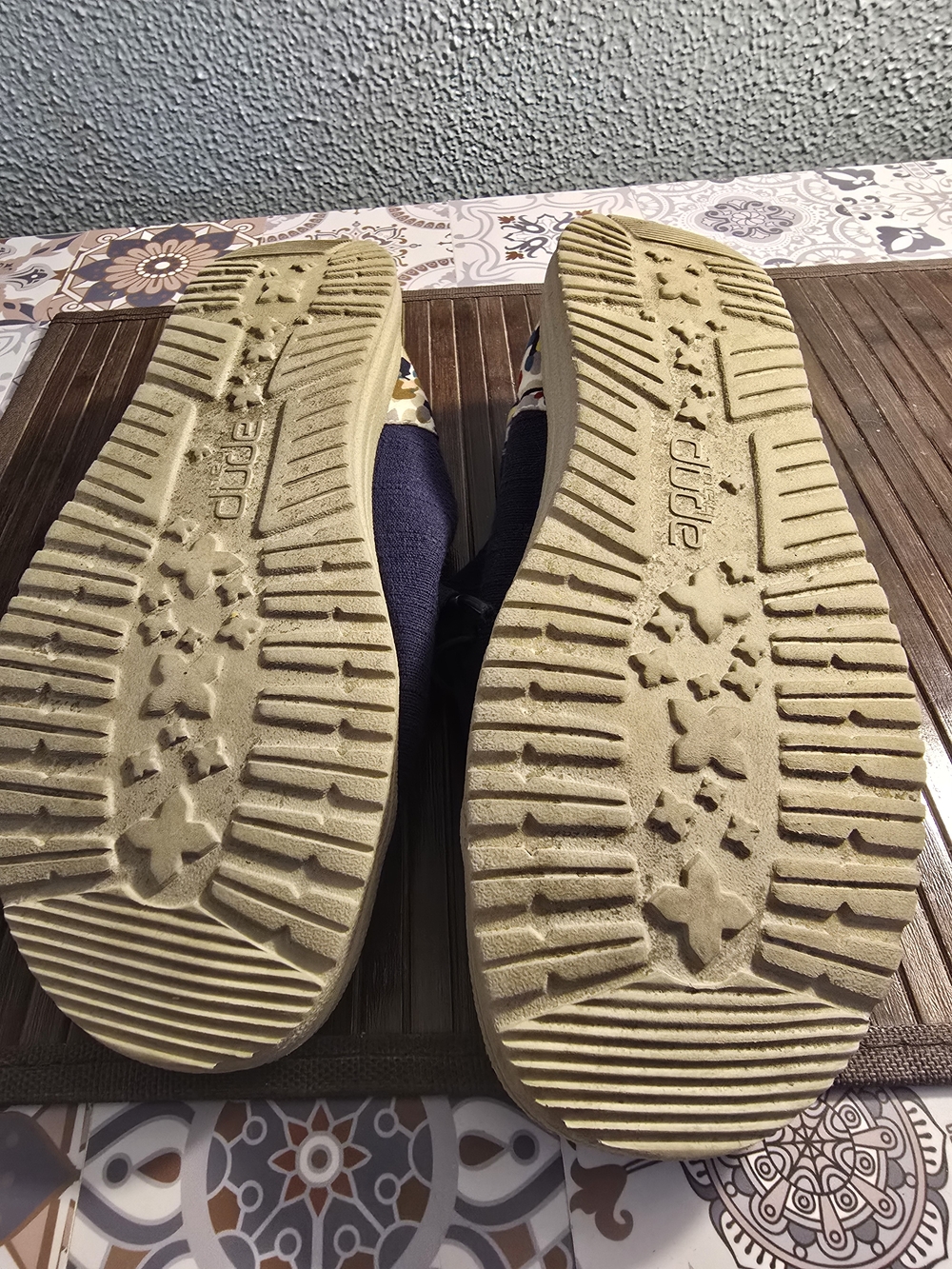 Hey Dude Casual Slip-On Sneakers in Navy with Tan Soles - Picture 3 of 4